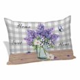 thumbnail image 1 of Purple Lavender Pillow Covers, Linen Long Throw Pillow Case, Spring Butterfly Daisy Watercolor Gray Holiday Pillow Protector Decorative Cushion Cover for Living Room/Bedroom 24" x 36", 1 of 8