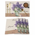 thumbnail image 1 of Purple Lavender Placemats Set of 12, Spring Floral Daisy Butterfly Leaves Beige Placemats for Dining Table, Place Mats for Kitchen Tabletop, Waterproof Wipeable Dining Table Mats Set, 1 of 9