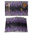 thumbnail image 1 of Purple Lavender Placemats Set of 6, Spring Watercolor Wildflowers Plant Black Placemats for Dining Table, Place Mats for Kitchen Tabletop, Waterproof Wipeable Dining Table Mats Set, 1 of 9