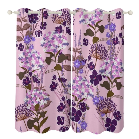 Purple Lavender Print 2 Panels 3D Printing Pattern Curtain for Bedroom Living Room Kitchen Window Decoration Home