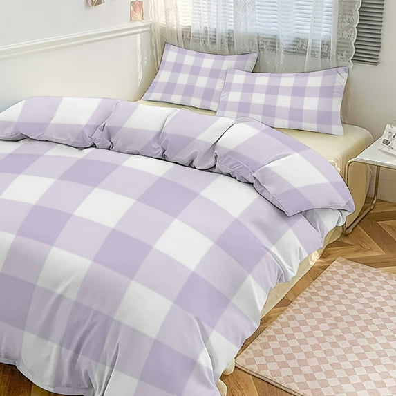 Purple Lavender Print Duvet Cover Set Themed Multicolor Polyester Bedding Set for Bedroom Decoration