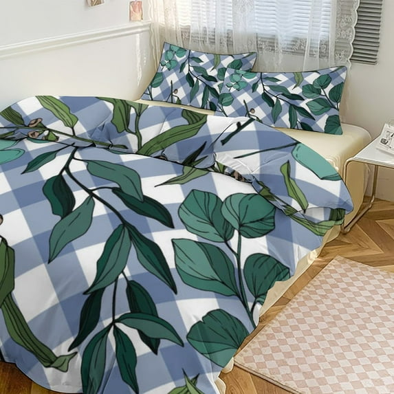 Purple Lavender Print Duvet Cover Set Themed Multicolor Polyester Bedding Set for Bedroom Decoration