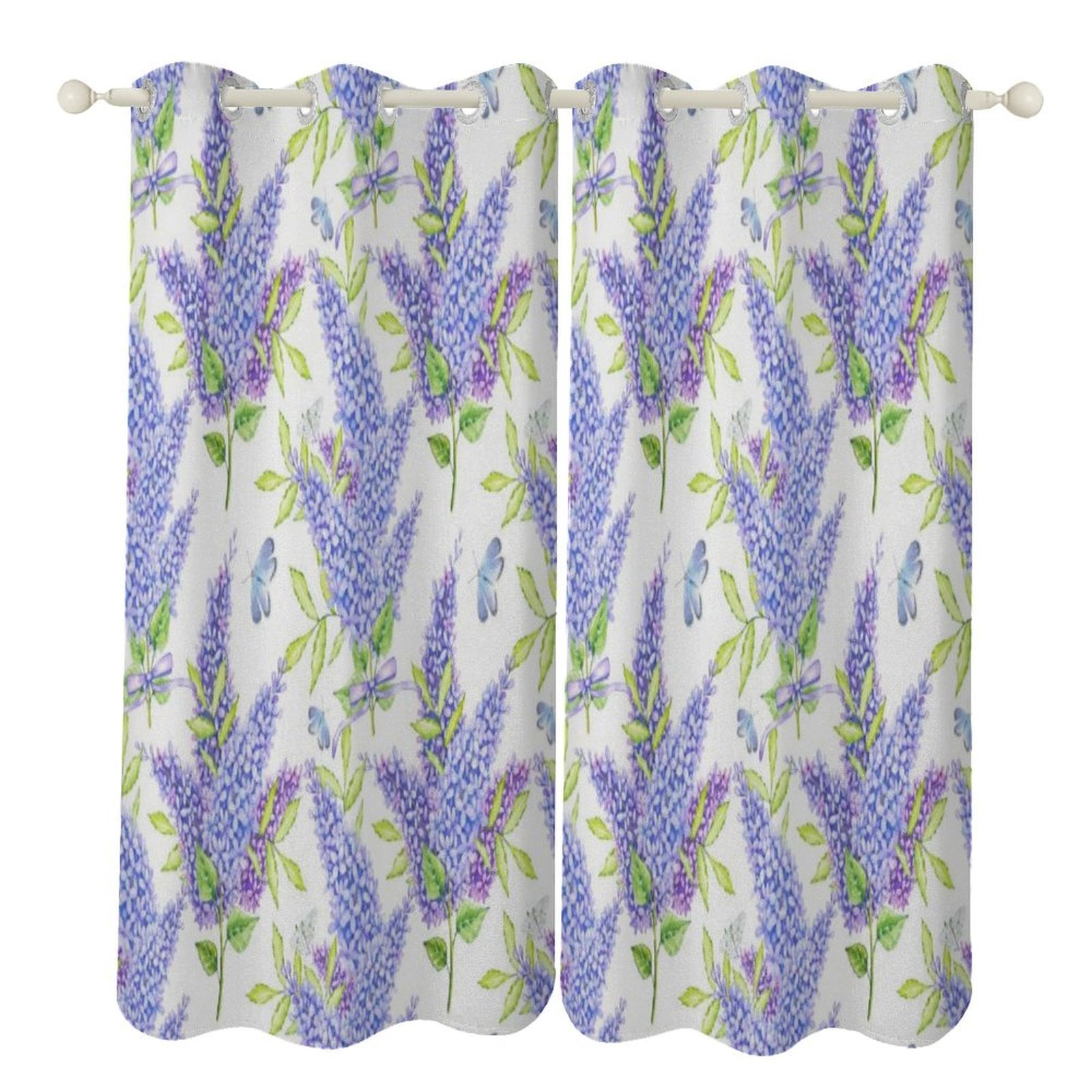 Purple Lavender Print Window Blackout Curtain 3d Printed Blackout ...