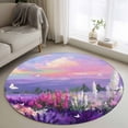thumbnail image 1 of Purple Lavender Round Area Rug 3Ft Washable Small Circle Rugs for Kitchen Entryway, Spring Country Oil Painting Butterfly Flower Non-Slip Carpet Floor Mats Indoor Outdoor Carpet Runner Home Decor, 1 of 8