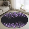 thumbnail image 1 of Purple Lavender Round Area Rug 4Ft Washable Circle Rugs for Bedroom Dining Room, Spring Watercolor Wildflowers Plant Black Non-Slip Carpet Floor Mats Indoor Outdoor Carpet Runner Aesthetic Home Decor, 1 of 8