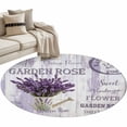 thumbnail image 1 of Purple Lavender Round Rug 4ft Area Rug Washable Soft Non-Slip 4' Circle Low Pile Rugs Vintage Farmhouse Rustic Floral Wooden Grain Carpet for Bedroom Living Room Entryway Home Office Dining Room, 1 of 8