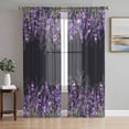 thumbnail image 1 of Purple Lavender Sheer Curtains 63 Inch Length 2 Panels Set, Spring Watercolor Wildflowers Plant Black Voile Window Treatment Curtains Sheers Drapes for Bedroom/Living Room/Kitchen 52x"63"x2, 1 of 7