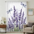thumbnail image 1 of Purple Lavender Sheer Curtains 72 Inches Long, Pastoral Botanical Floral Dragonfly Light Filering Curtains, Breathable Simi Curtain Privacy Drapes for Living Room Bedroom Lightweight Window Treatment, 1 of 9