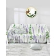 thumbnail image 1 of Purple Lavender Sofa Couch Covers for 3 Cushion Couch,Washable L Shape Sectional Sofa Covers for Loverseat/Pets,Green Leaves Spring Summer Botanical White Slipcover Throw Blanket Futon Cover 71x134, 1 of 8