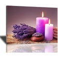 thumbnail image 1 of Purple Lavender Spa Bathroom Decor Wall Art Purple Candles Lavender Flowers Pictures Wall Decor Painting Canvas Print Zen Meditation Artwork Farmhouse Home Wall Decor Framed for Living Room Bedroom, 1 of 6