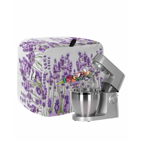 Purple Lavender Stand Mixer Dust Cover with Storage Pocket & Handles, Farmhouse Pastoral Botanical Floral Fits All Tilt Head & Bowl Lift Kitchen Appliance Cover Organizer Bag Accessories, 6-8 Quart