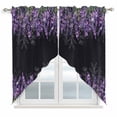 thumbnail image 1 of Purple Lavender Swag Valances for Windows 2 Pack, Kitchen Window Curtains 36 Inch Length, Spring Watercolor Wildflowers Plant Black Privacy Swag Curtains for Living Room/Bathroom 36"x36", 1 of 8