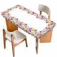 thumbnail image 1 of Purple Lavender Table Cloths for 4 Foot Rectangle Tables, Watercolor Floral Daisy Botanical Spring Patio Waterproof Elastic Fitted Tablecloths, Washable Rectangular Table Cover for Camping, 1 of 8