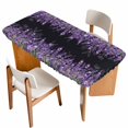 thumbnail image 1 of Purple Lavender Table Cloths for 5 Foot Rectangle Tables, Spring Watercolor Wildflowers Plant Black Patio Waterproof Elastic Fitted Tablecloths, Washable Rectangular Table Cover for Camping, 1 of 8