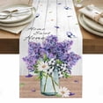 thumbnail image 1 of Purple Lavender Table Runner - 108 Inch Long, Kitchen Dining Table Runner Dresser Scarves, Spring Floral Daisy Butterfly Leaves Gray Farmhouse Decor for Coffee Tables Wedding Party Banquet, 1 of 8