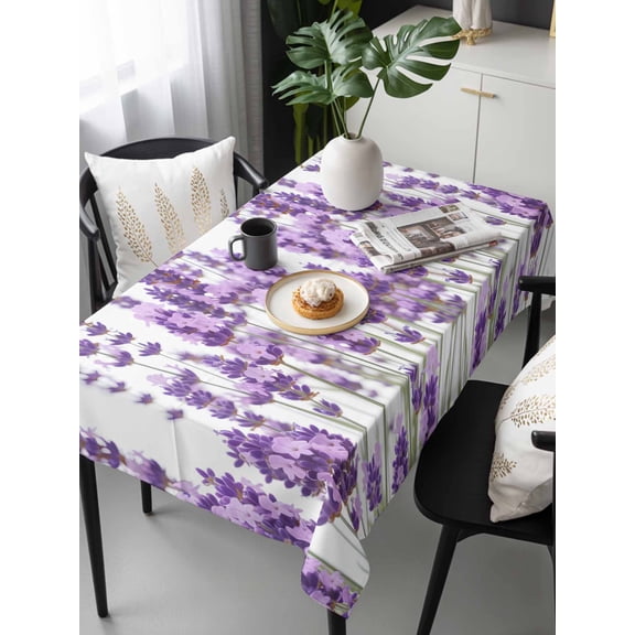 Purple Lavender Tablecloth Rectangle Table Cloths 54x108, Waterproof Tablecloth Outdoor Table Cloth, Farmhouse Pastoral Botanical Floral Washable Table Cover for Kitchen Dinning Party