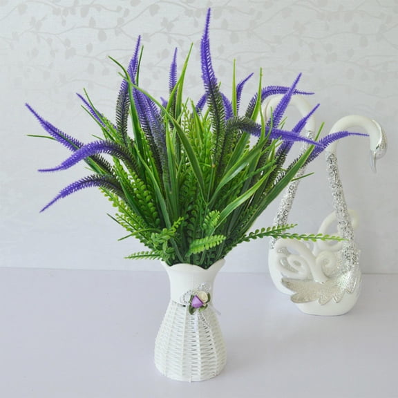 Purple Lavender-Toned Foxtail Artificial Grass Bush, 10 Pack 19 Inch, Outdoor Faux Plants Uv Resistant, Fake Grass Decor, Spring Porch Decorations Outdoor, Flexible Faux Stems,