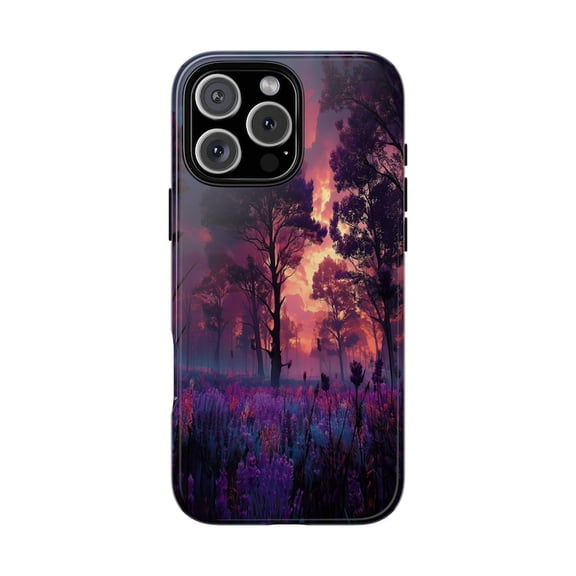 Purple Lavender Twilight Forest Nature Landscape Phone Case for iPhone 11 12 13 14 15 16 17 Pro Max Galaxy