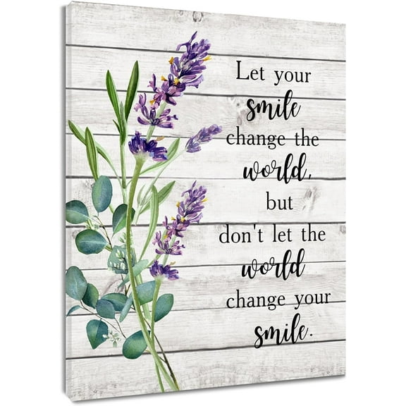 Purple Lavender Wall Art for Bathroom Nature Flower Green Eucalyptus Leaves and Inspirational Abstract Canvas Wall Art Rustic Retro Wall Pictures for Living Room Bedroom Office Ready To Hang,12x16