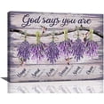 thumbnail image 1 of Purple Lavender Wall Art God Says You Are Wall Decor Rustic Hummingbird Lavender Pictures Canvas Prints Motivational Framed Modern Artwork for Women Home Living Room Bedroom Bathroom 16"x12", 1 of 6