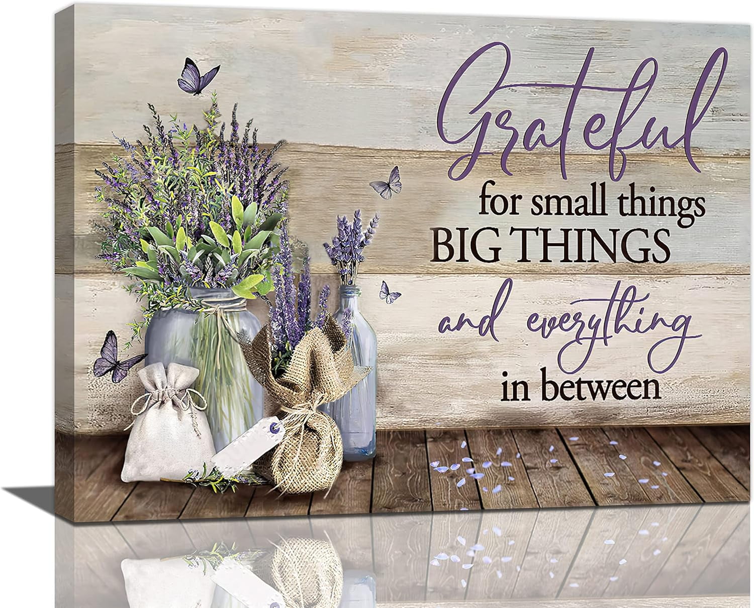 Purple Lavender Wall Art Inspirational Quotes Grateful Wall Decor ...