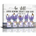 thumbnail image 1 of Purple Lavender Wall Art Be Still And Know That I Am God Lavender Canvas Prints Painting Rustic Flower Bathroom Pictures for Wall Framed Modern Artwork Home Decor for Bathroom Bedroom 16"x12", 1 of 6