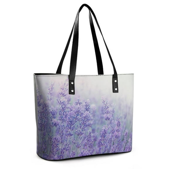 Purple Lavender Woman Leather Handbags Large Tote Bag Fashion Portable Handbags With Zipper