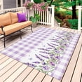 thumbnail image 1 of Purple Lavenders Outdoor Rug 6x9 Ft, Non Slip Washable Area Rug, Spring Floral Plaid Farmhouse Elegant Patio Rugs Carpet Runner, Large Floor Mat for Indoor/Outdoor Deck Porch Camping, 1 of 8