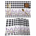 thumbnail image 1 of Purple Lavenders Placemats Set of 6, Spring Floral Black Plaid Farmhouse Placemats for Dining Table, Place Mats for Kitchen Tabletop, Waterproof Wipeable Dining Table Mats Set, 1 of 9