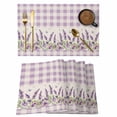thumbnail image 1 of Purple Lavenders Placemats Set of 6, Spring Floral Plaid Farmhouse Rustic Placemats for Dining Table, Place Mats for Kitchen Tabletop, Waterproof Wipeable Dining Table Mats Set, 1 of 9