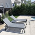 thumbnail image 1 of PURPLE LEAF Outdoor Chaise Lounge Set 2 Pieces Textilene Pool Lounge Chairs with Wheels Sunbathing Chair for Outdoor, Beach, Yard, Side Table Included, Grey, 1 of 15