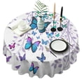 thumbnail image 1 of Purple Leaf Butterfly Pattern Round Tablecloth 60"x60",Wrinkle Wipeable Table Cloth for Kitchen Dining Room Picnic Patio Party, 1 of 6