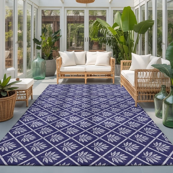 Purple Leaf Grid 9'x12' Area Rugs for Living Room Sectional Sofa, Country Farmhouse Minimalist Plaid Checkered Washable Sturdy Non Slip Soft Sturdy Rectangle Home Area Rug