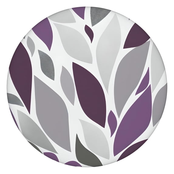 Purple Leaf Pattern Round Fitted Tablecloth with Elastic Edge,Dining Table Cover Waterproof,Outdoor Round Tablecloth for Camping,Dining,Indoor and Outdoor