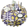 thumbnail image 1 of Purple Leaf Pattern Round Tablecloth 60"x60",Wrinkle Wipeable Table Cloth for Kitchen Dining Room Picnic Patio Party, 1 of 6