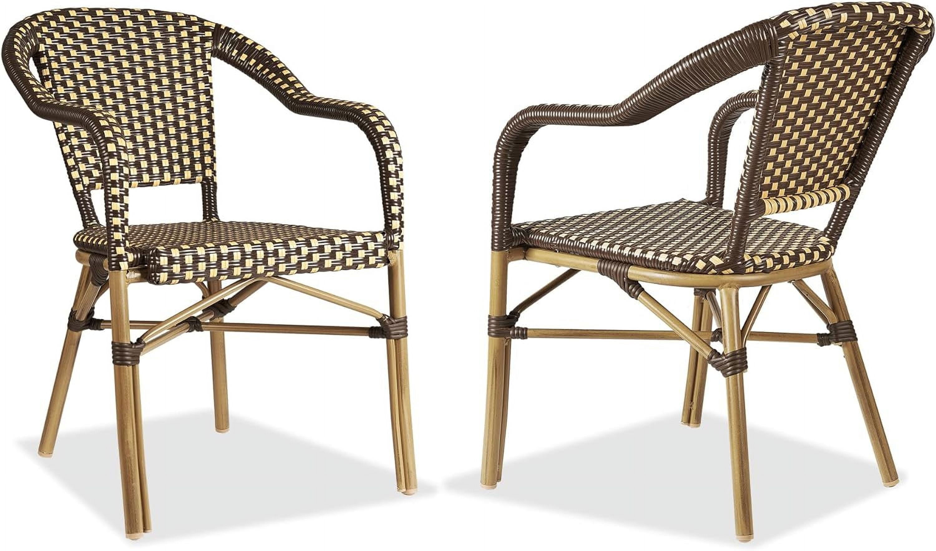 Purple Leaf Rattan Aluminum Outdoor Dining Chair - Set of 2, Coffee