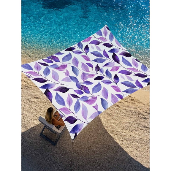 Purple Leaf Sun Shade Sail 6.5' x 10', Watercolors Leaf Spring Plant Gradient Fields Rectangle Outdoor Sunshade Canopy, Waterproof UV Block Patio Covers for Garden Yard Beach