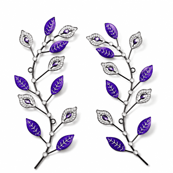 Purple Leaves 2 Set Metal Tree Leaf Wall Art 16.89 x 7.64 x 1.26 in