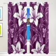 thumbnail image 1 of Purple Leaves Flowers Blackout Curtains for Living Room Bedroom 55W x 72/84L Insulated Window Drapes 2 Panels, 1 of 6