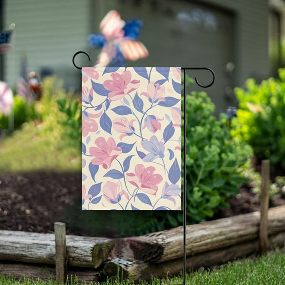 Purple Leaves Flowers Garden Flag Double Sided Outdoor Banners for Courtyard Outdoor Lawn Farmhouse Holiday Decorations