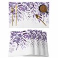thumbnail image 1 of Purple Leaves Placemats Set of 4, Summer Botanical Placemats for Dining Table, Place Mats for Kitchen Tabletop, Waterproof Wipeable Dining Table Mats Set, 1 of 9