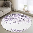 thumbnail image 1 of Purple Leaves Round Area Rug 4ft, Summer Botanical Washable Non-Slip Circle Rugs for Bedroom Living Room Kitchen, Soft Non Shedding Circle Carpet for Dining Room Dorm Farmhouse Abstract Art, 1 of 9