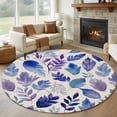 thumbnail image 1 of Purple Leaves Round Area Rug 6Ft Washable Circle Rugs for Bathroom Office, Spring Plants Rustic Vintage Botanical Non-Slip Carpet Floor Mats Indoor Outdoor Carpet Runner Aesthetic Home Decor, 1 of 8