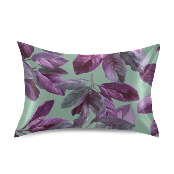 Purple Leaves Vector Satin Pillowcase Envelope Design Pillow Covers 1 Pack Standard Size 20" x 26"
