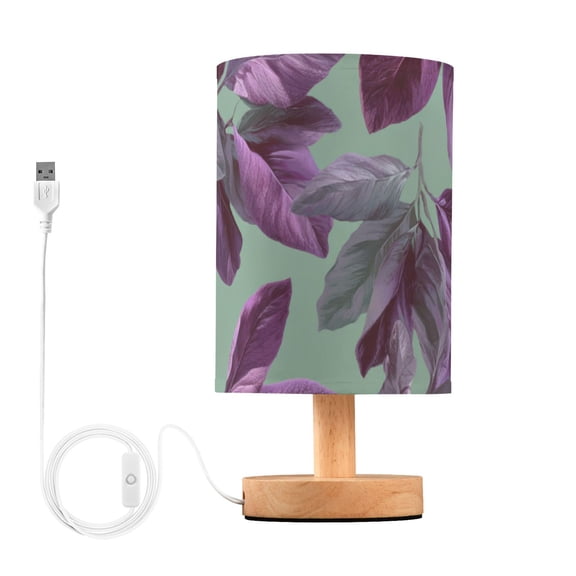 Purple Leaves Vector Table Lamp with USB Port LED Warm Light Lamp Night Light Home Decor
