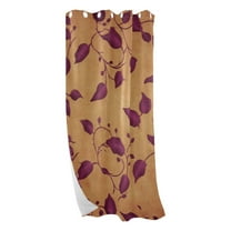 Purple Leaves on Brown Background Blackout Curtains for Living Room Bedroom 42W/52W x 84L Insulated Window Drapes 1 Panels