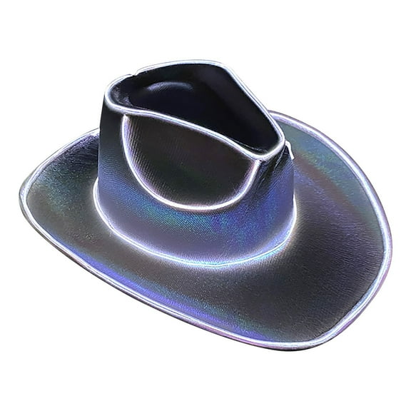 Purple Led Party Cowboy Hat With Light Up Function For Costume And Festival Events Eva Material Purple