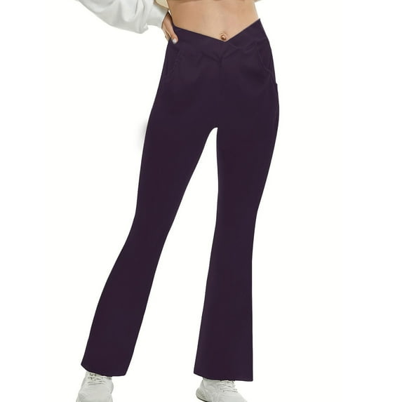 Purple Leggings for Women Women Leggings High Waist Stretchy Yoga Workout Causal Trendy Pants with Pockets Woman Pants Clearance