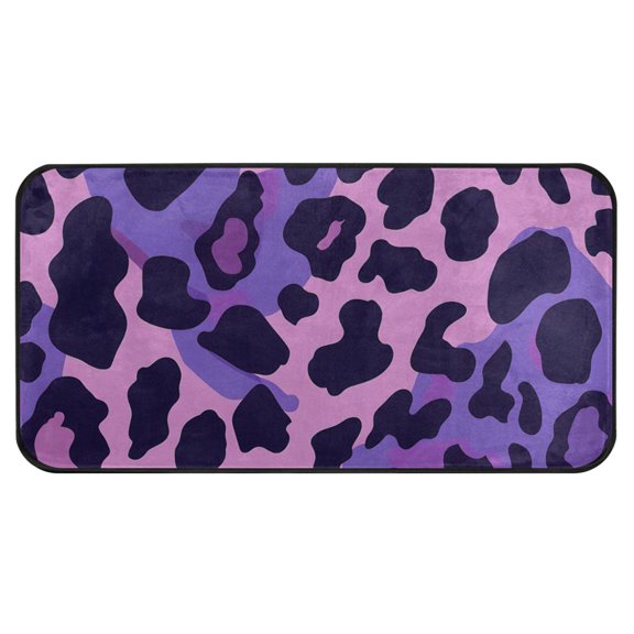 Purple Leo Skin Texture Kitchen Runner Rug 39x20 in Non Slip Absorbent Cushioned Laundry Bathroom
