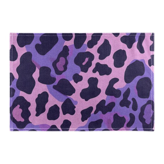 Purple Leo Skin Texture Placemat 18x12in Reversible Rustic Linen Texture Dining Table Mat